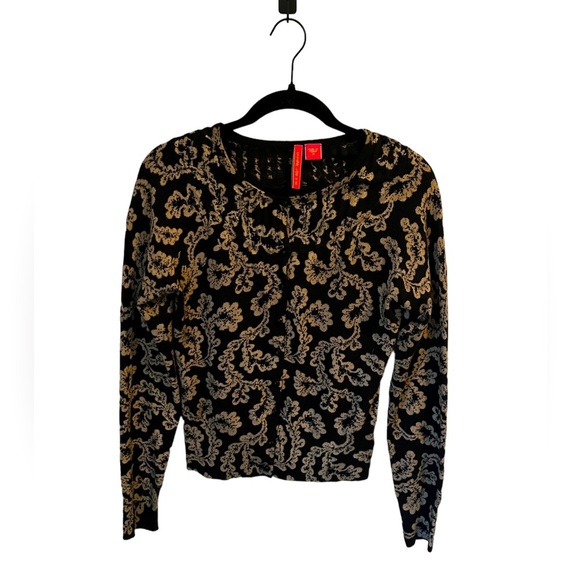 Charlotte Tarantola Leaf Button Up Angora Blend Cardigan Sweater Black sz. M - Picture 1 of 7